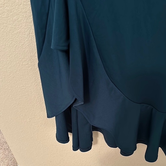 Grace Karin Teal Blue Ruched Ruffled Maxi Gown for Cocktail - Picture 7 of 7